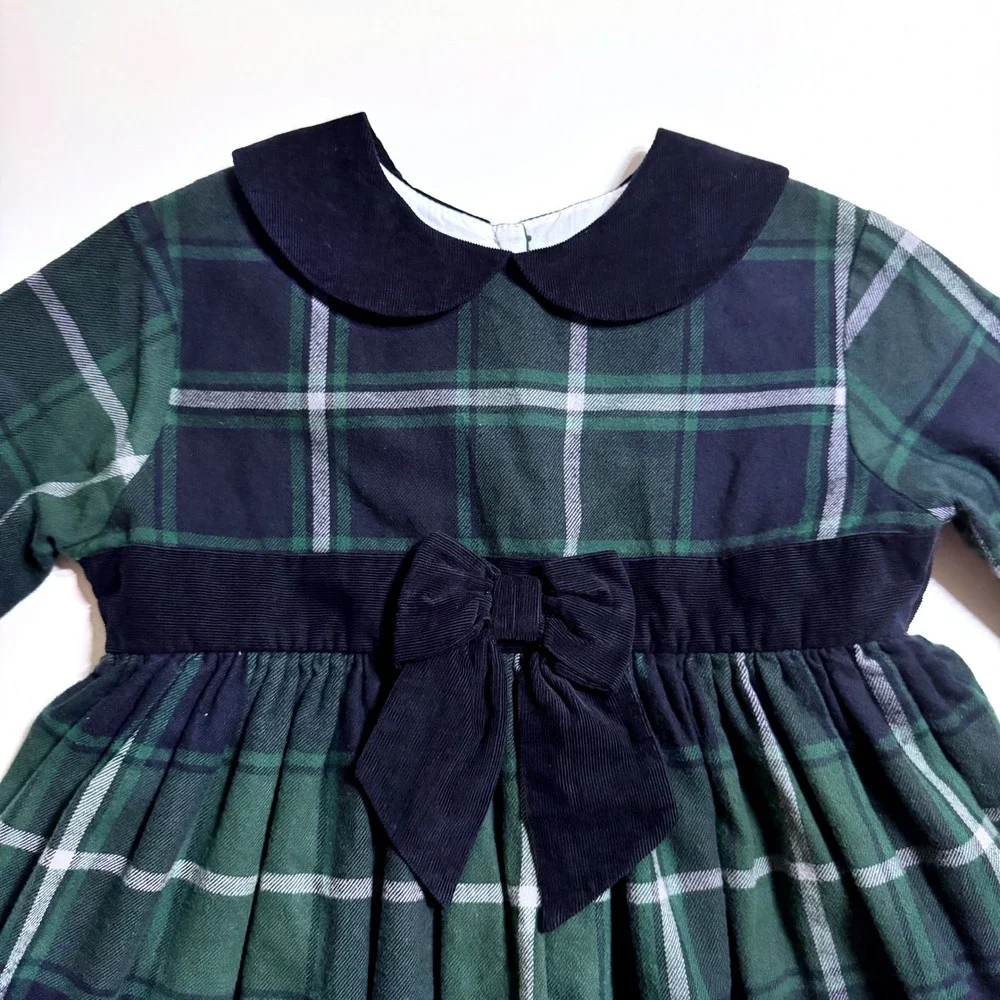 Bella Bliss Melbourne Plaid Remington Dress Girl's Size 8 Green Blue Holiday